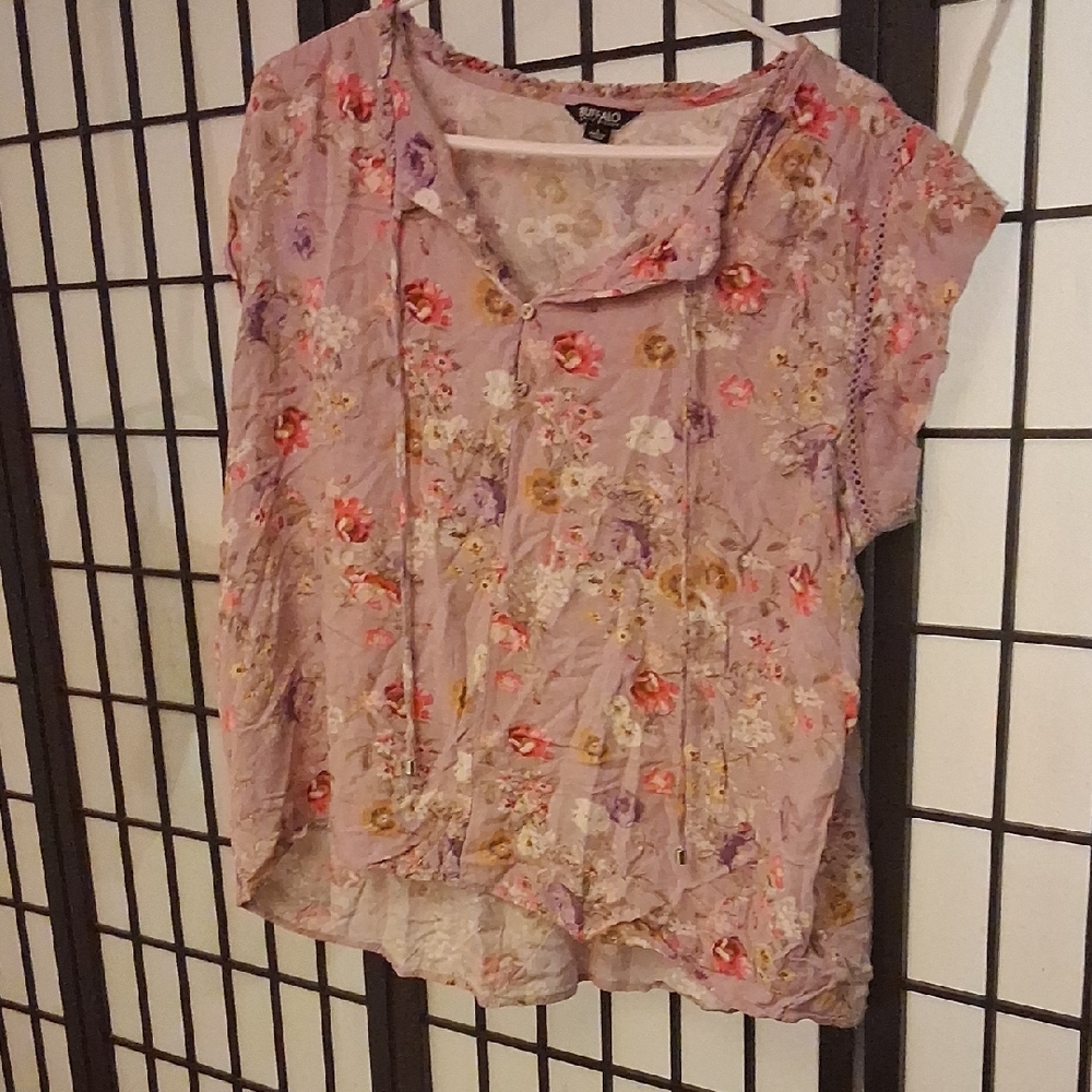 Vintage Havana Mauve Floral Tie-Neck Blouse